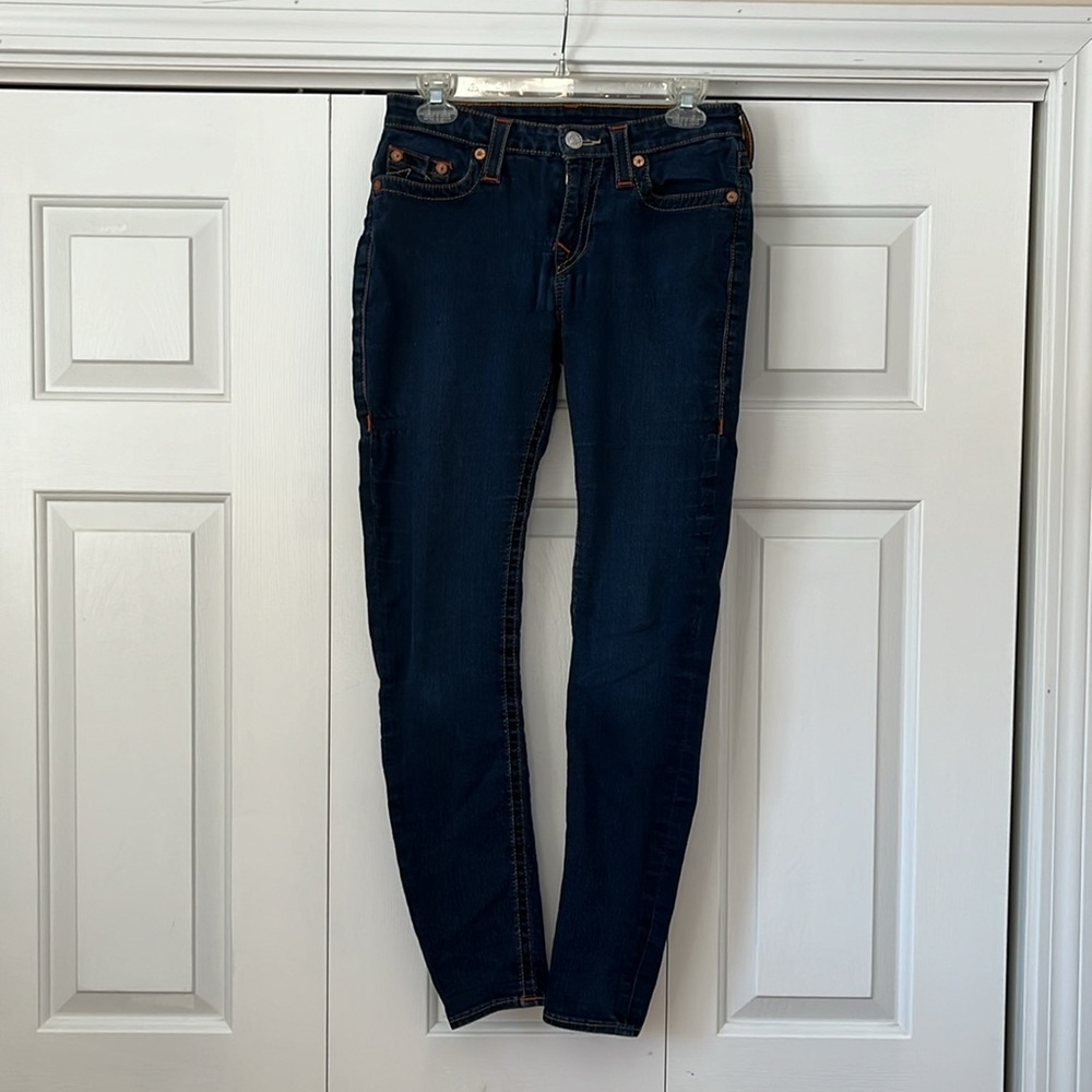 True Religion Jeanie Mid Raise Curvy Skinny Jean indigo Sz 29 - Picture 12 of 13